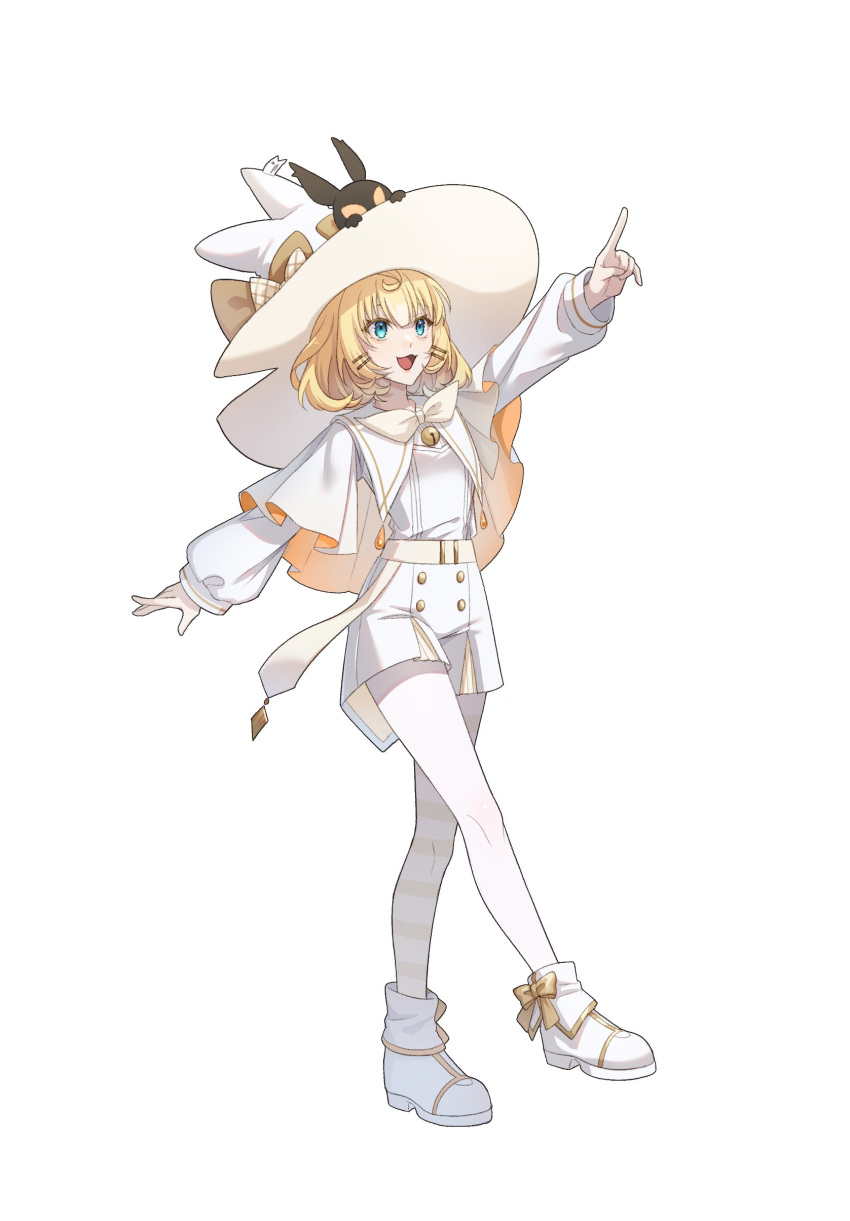 1girl, absurdres, aqua_eyes, bell, blonde_hair, full_body, highres, jingle_bell