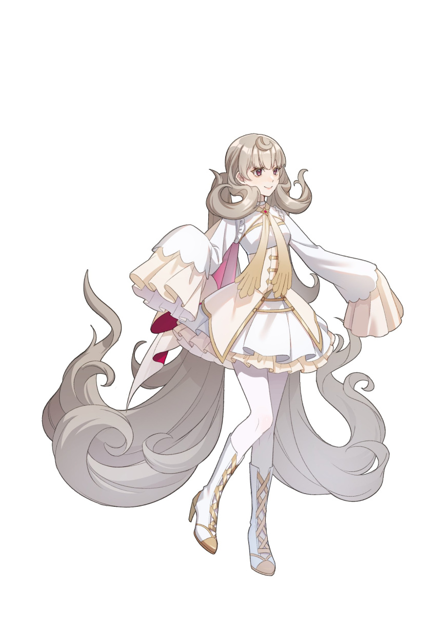 1girl, absurdly_long_hair, absurdres, ahoge, dress, full_body, grey_hair, highres