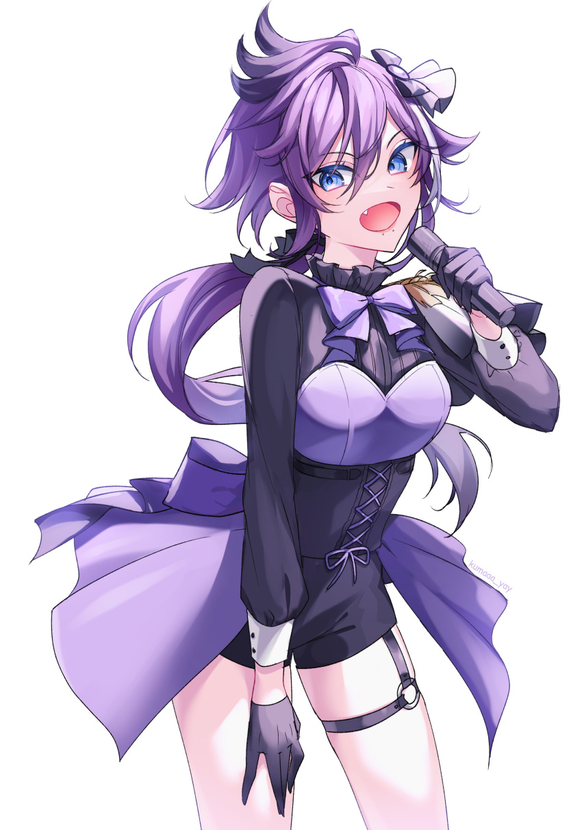 1girl, absurdres, banzoin_hakka, black_corset, black_gloves, black_ribbon, black_shirt, black_shorts