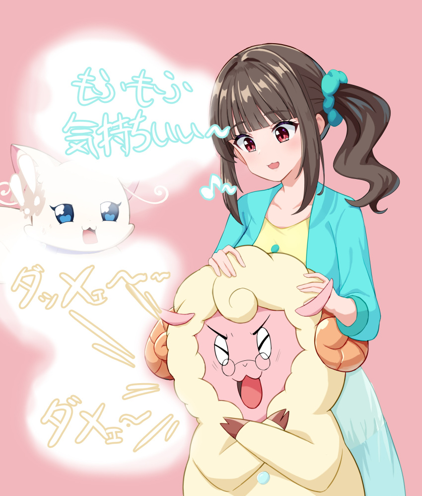 1boy, 2girls, absurdres, alcmls1230, blue_eyes, commentary_request, highres, horns