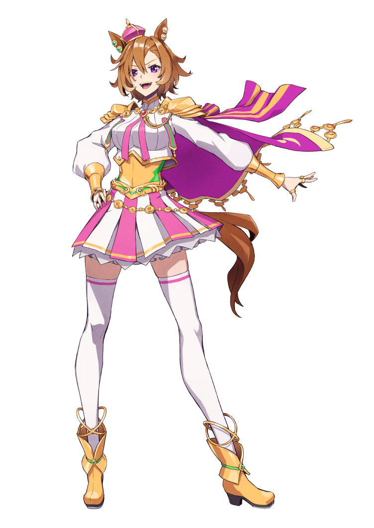 1girl, ahoge, animal_ears, boots, bow, breasts, cape, crown