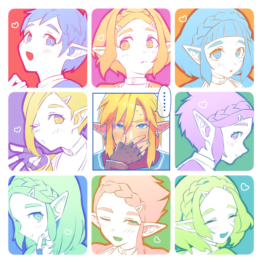 ..., 1boy, 1girl, ^_^, absurdres, blue_eyes, blue_shirt, braid