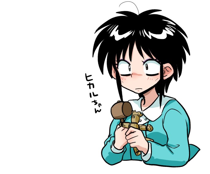 1girl, arm_across_chest, bags_under_eyes, black_hair, blue_dress, breasts, brown_eyes, collar