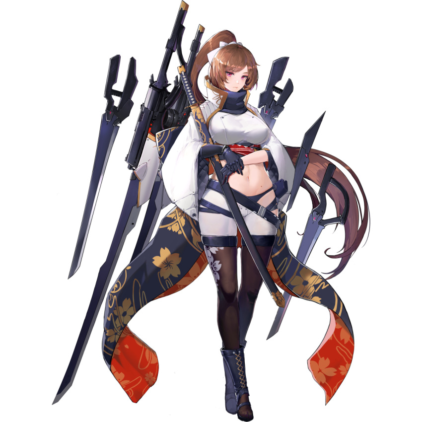 1girl, artist_request, aya_kujyou_(final_gear), belt, black_belt, black_collar, black_footwear, black_gloves