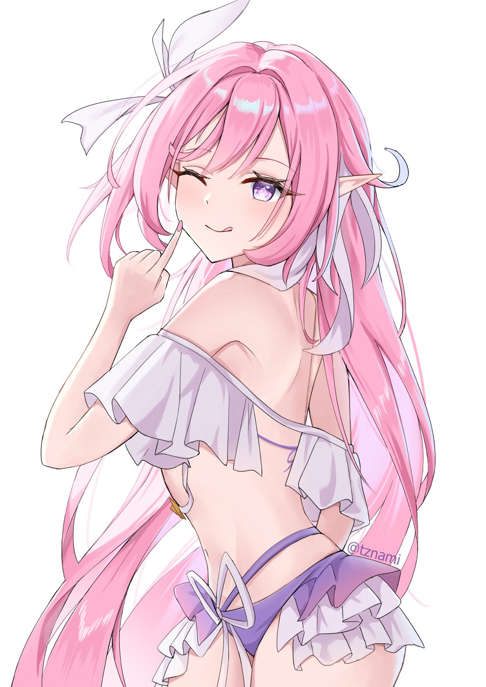 1girl, bikini, breasts, elf, elysia_(herrscher_of_human:ego)_(honkai_impact), elysia_(honkai_impact), highres, honkai_(series)