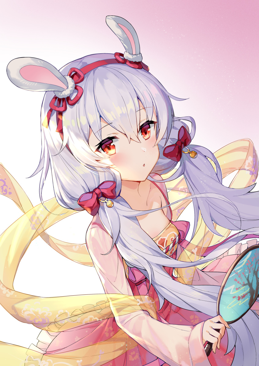 1girl, :o, absurdres, alternate_costume, animal_ears, bell, blush, bow
