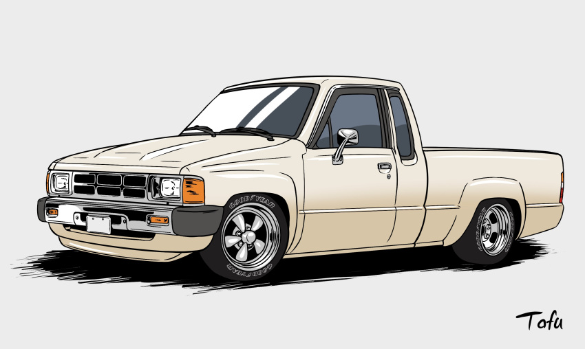 artist_name, from_side, goodyear, grey_background, highres, k.tofu, motor_vehicle, no_humans