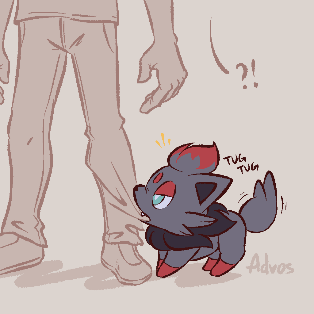 !?, 1boy, advos, animal_focus, artist_name, biting, biting_another's_clothes, biting_clothes