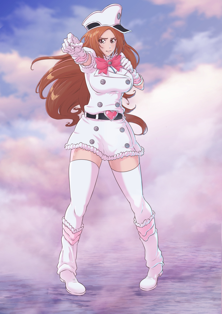1girl, absurdres, belt, black_belt, bleach, bleach:_sennen_kessen-hen, blurry, blurry_background