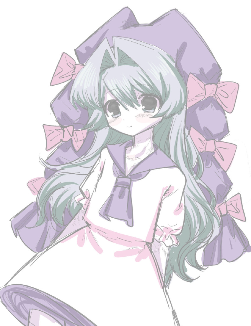 1girl, ascot, bingkuaihei, bow, character_request, chinese_commentary, closed_mouth, colored_skin
