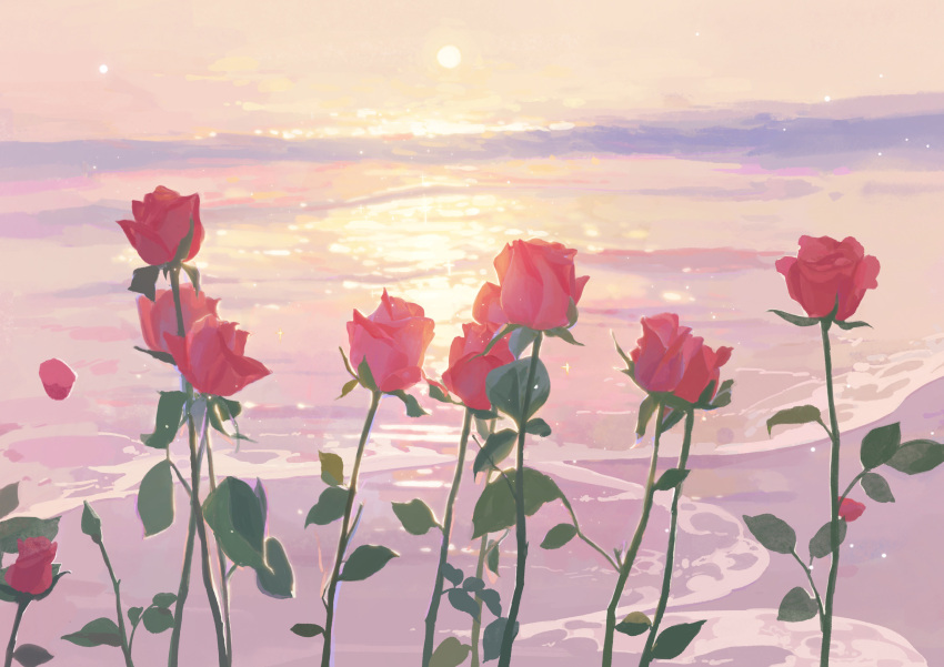 chinese_commentary, commentary_request, flower, flower_focus, highres, leaf, light_particles, ningmeng_manyou