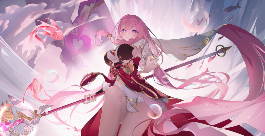 1059980858, absurdres, braid, breasts, bubble, elf, elysia_(herrscher_of_human:ego)_(honkai_impact), elysia_(honkai_impact)