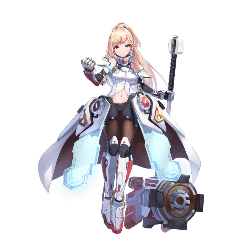 1girl, aqua_eyes, armor, artist_request, bare_shoulders, blonde_hair, bodysuit, bolt