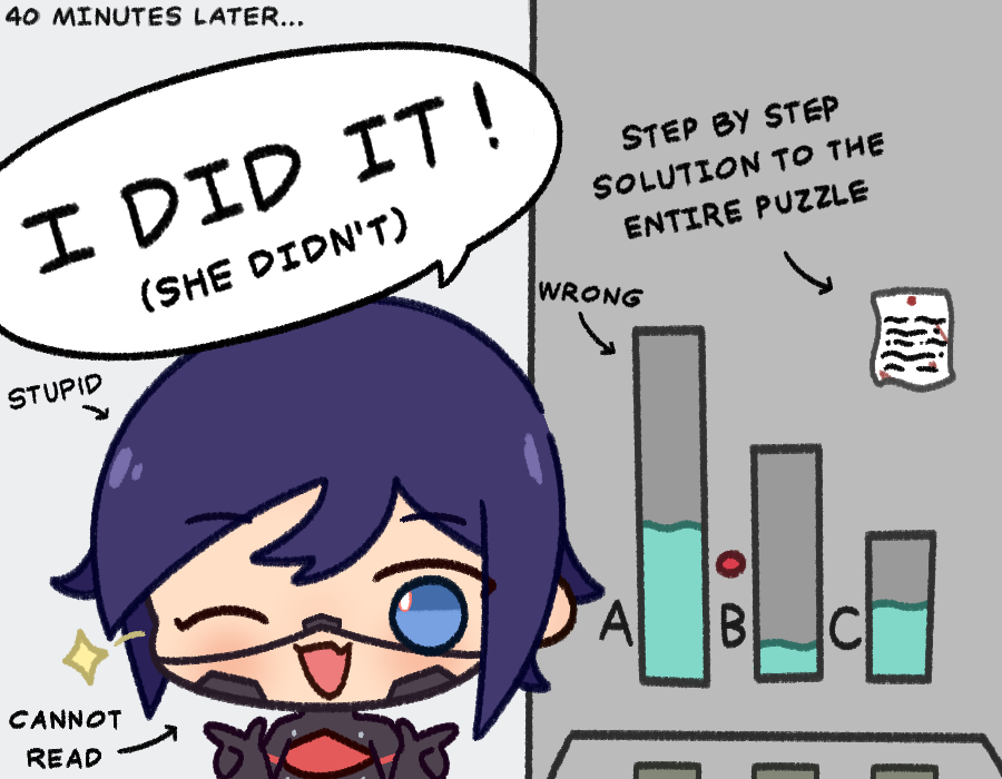 1girl, android, blue_eyes, blue_hair, bob_cut, chibi, commentary, double_finger_gun