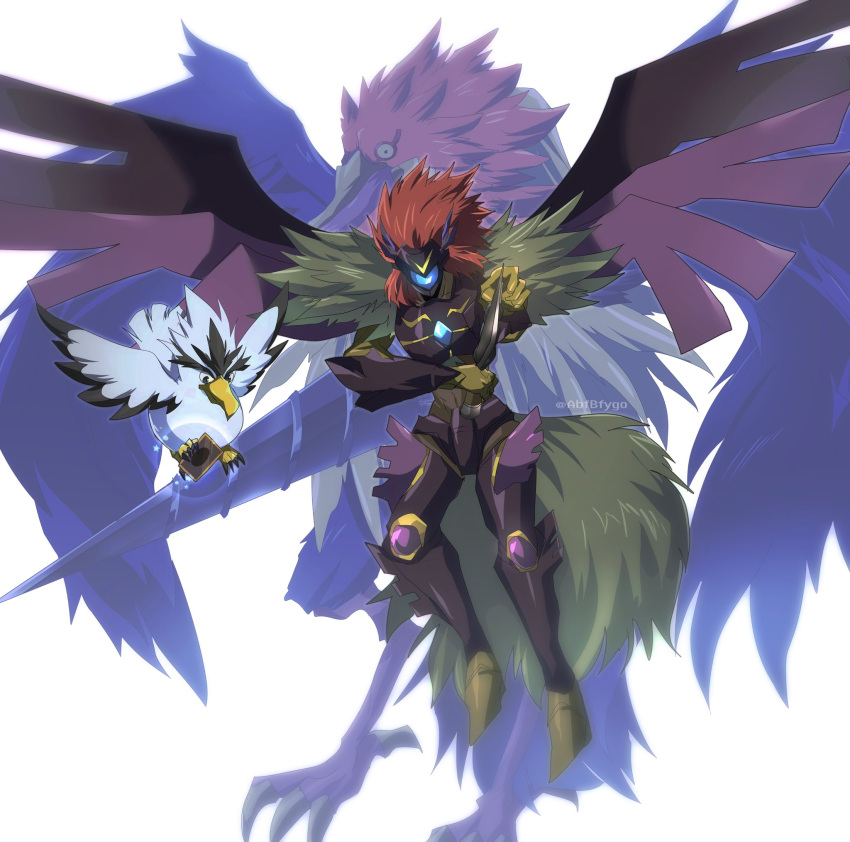 abfbfygo, armor, beak, bird, black_armor, black_helmet, blackwing_armed_wing, blackwing_blizzard_the_far_north