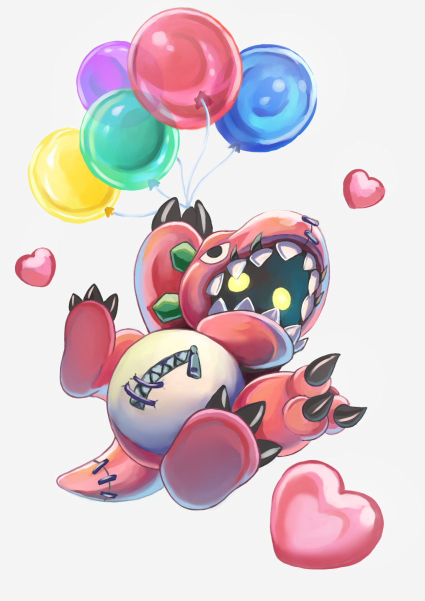 balloon, digimon, digimon_(creature), ex-tyranomon, heart, highres, kou_(xcws3487), midair