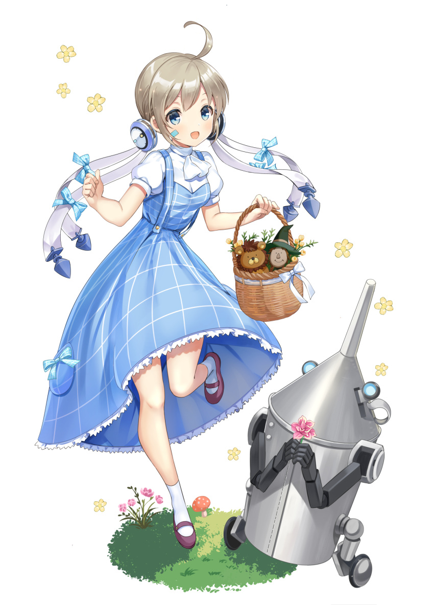 1girl, 1other, ahoge, alternate_costume, ankle_socks, aqua_bow, aqua_eyes, aqua_skirt