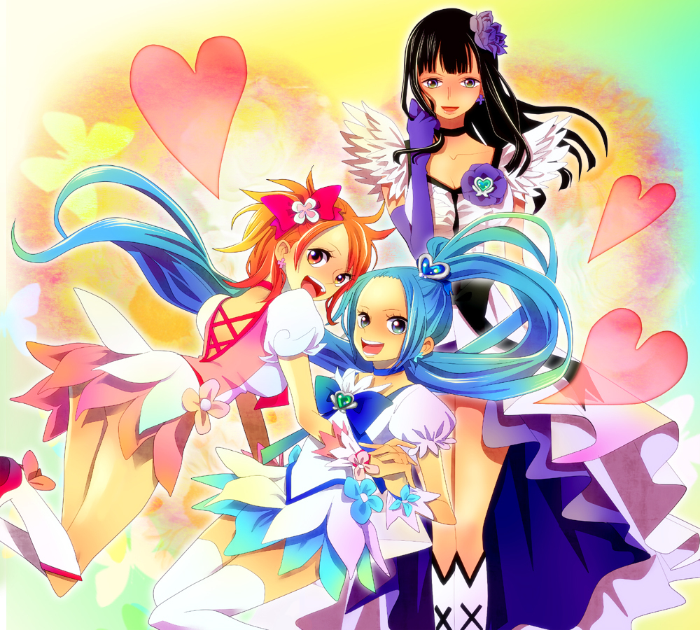 blue_hair, cosplay, cure_blossom, cure_blossom_(cosplay), cure_marine, cure_marine_(cosplay), cure_moonlight, cure_moonlight_(cosplay)