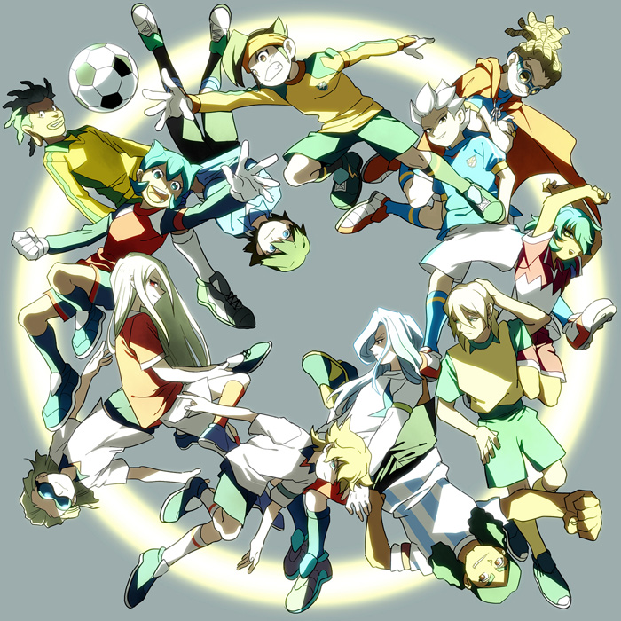 afuro_terumi, ball, bjorn_kyle, blue_eyes, blue_hair, brown_hair, cape, dylan_keith