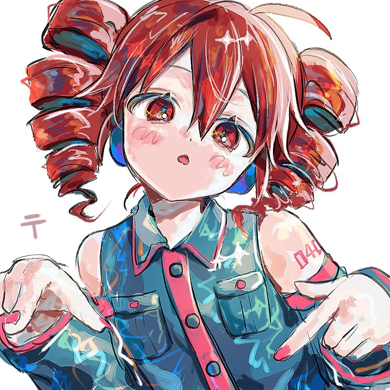 1girl, 243_kou, ahoge, arm_tattoo, bare_shoulders, black_shirt, blush, breast_pocket