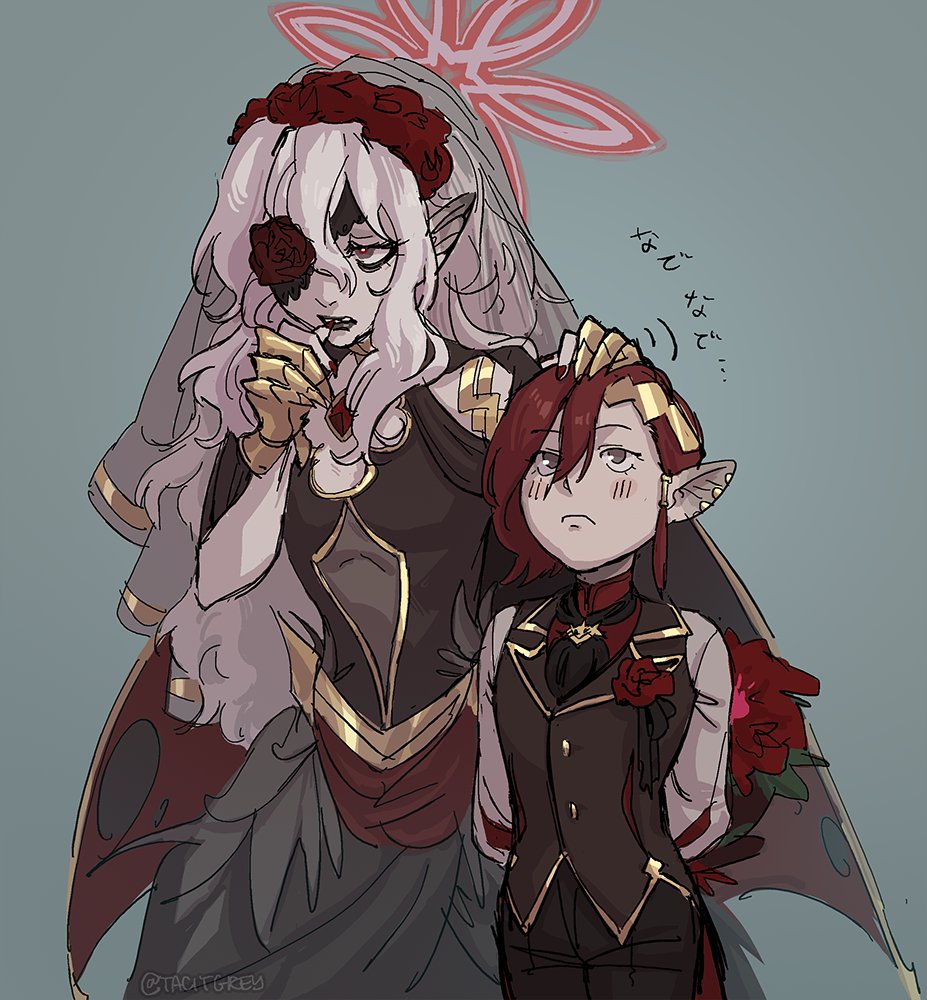 1girl, animal_ears, bat_ears, bat_girl, black_dress, bride, dress, elm_(fire_emblem)