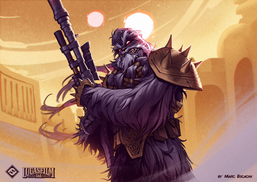 1boy, alien, artist_name, belt, brown_belt, clenched_teeth, gun, highres