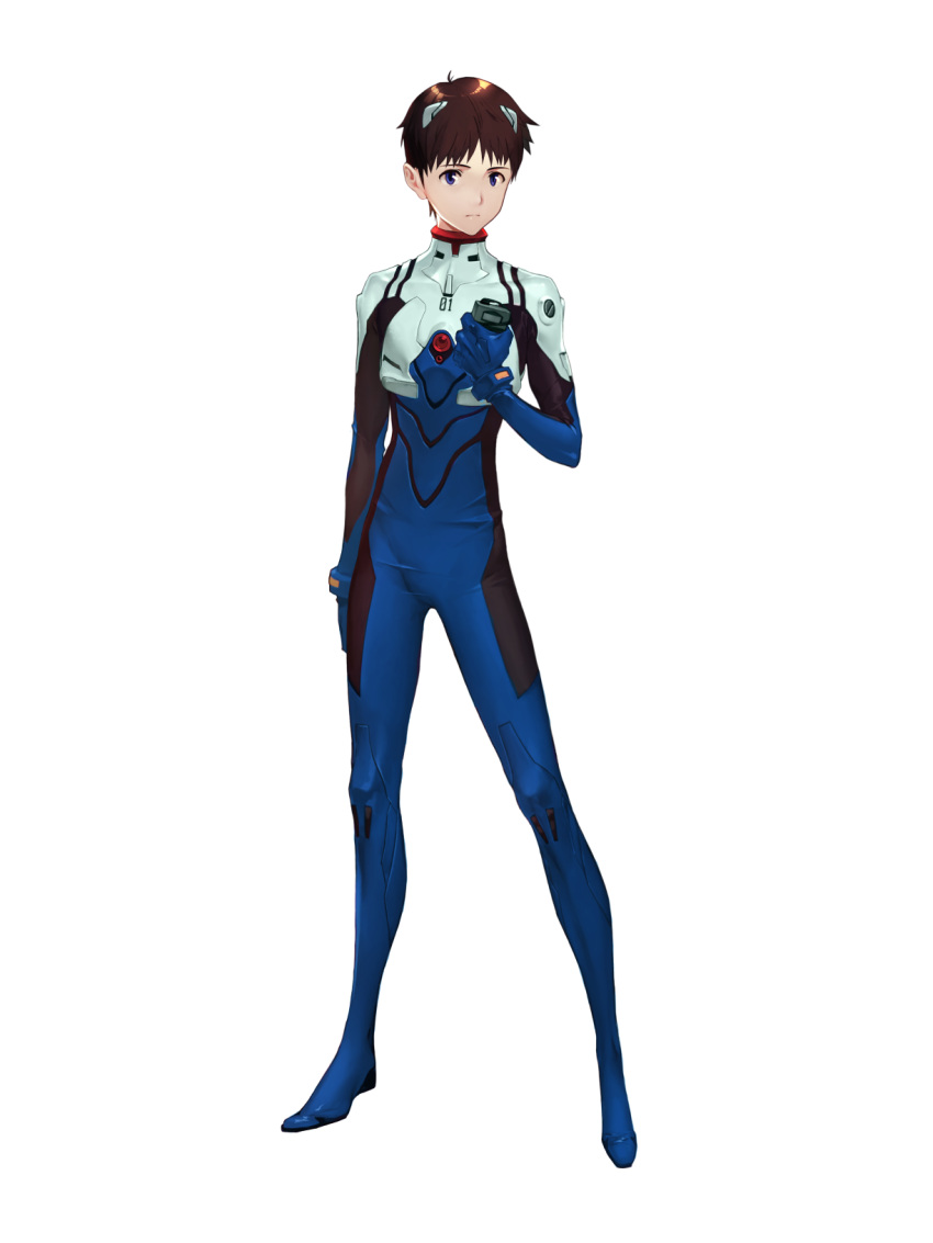 arm_at_side, artist_request, blue_eyes, brown_hair, cassette_player, collar, final_gear, full_body