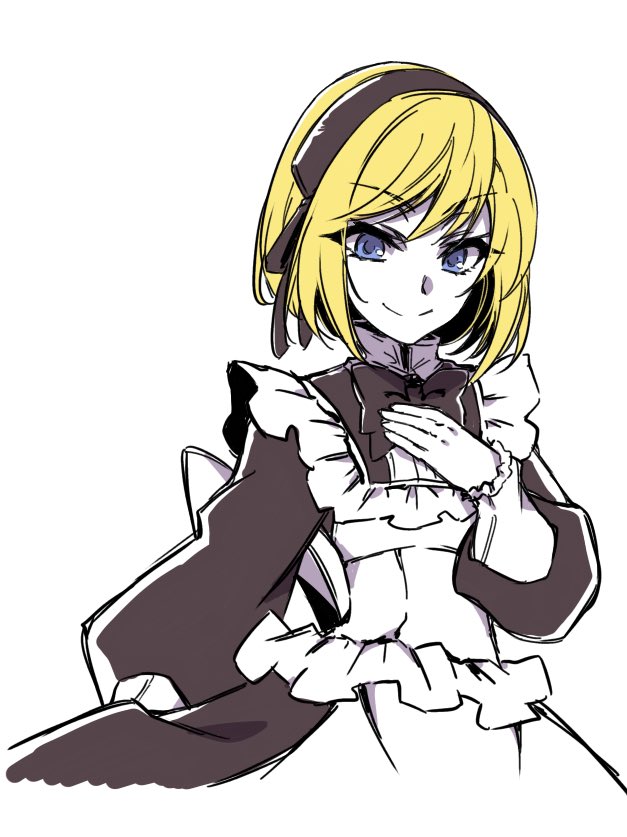 1boy, androgynous, apron, barisol_no_kodomo_wa_hitorikko_(vocaloid), behemo, black_dress, black_hairband, black_ribbon