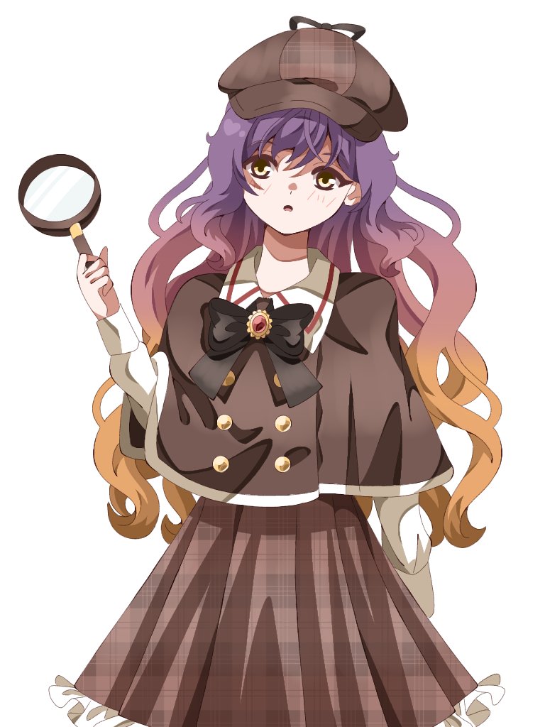 1girl, alternate_costume, black_bow, black_bowtie, bow, bowtie, brown_capelet, brown_hat