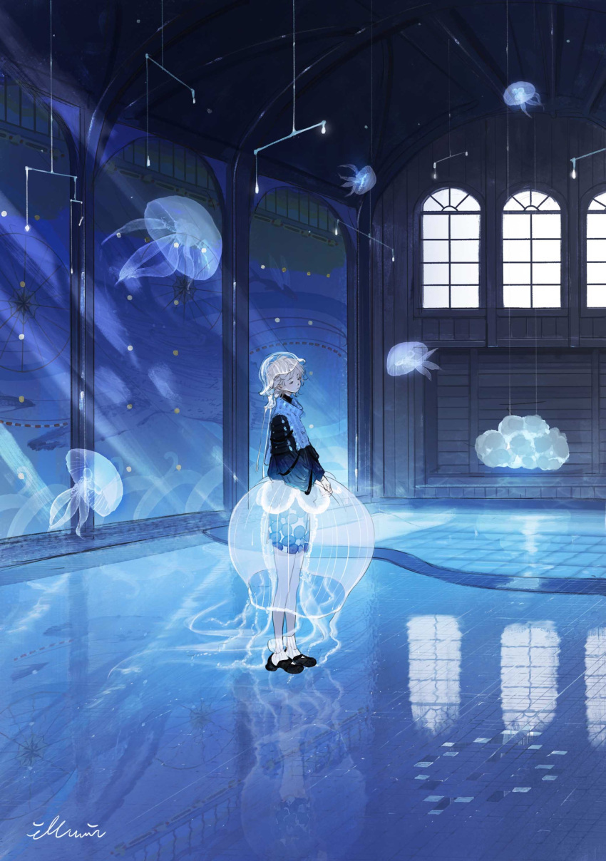 1girl, absurdres, animal, artist_name, bare_legs, black_footwear, blonde_hair, closed_mouth
