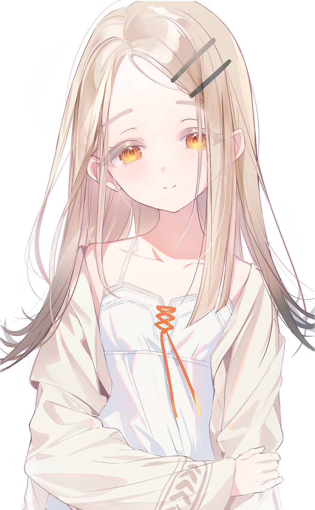 1girl, 2833osi, blush, camisole, collarbone, colored_eyelashes, earrings, gakuen_idolmaster