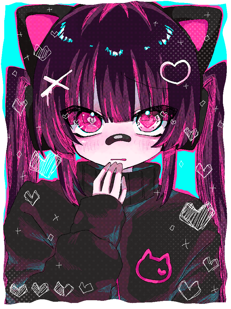 1girl, animal_ear_headphones, animal_ears, bandaid, bandaid_on_neck, black_hair, blush, cat_ear_headphones
