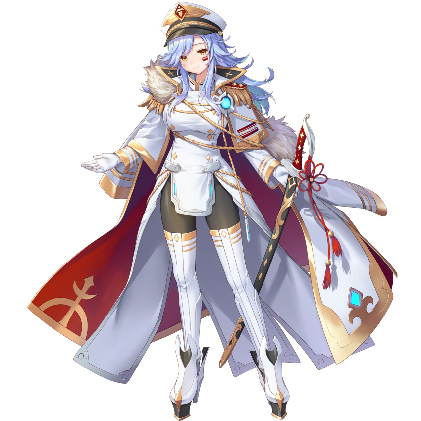 1girl, aqua_eyebrows, artist_request, breasts, buttons, capelet, closed_mouth, coat
