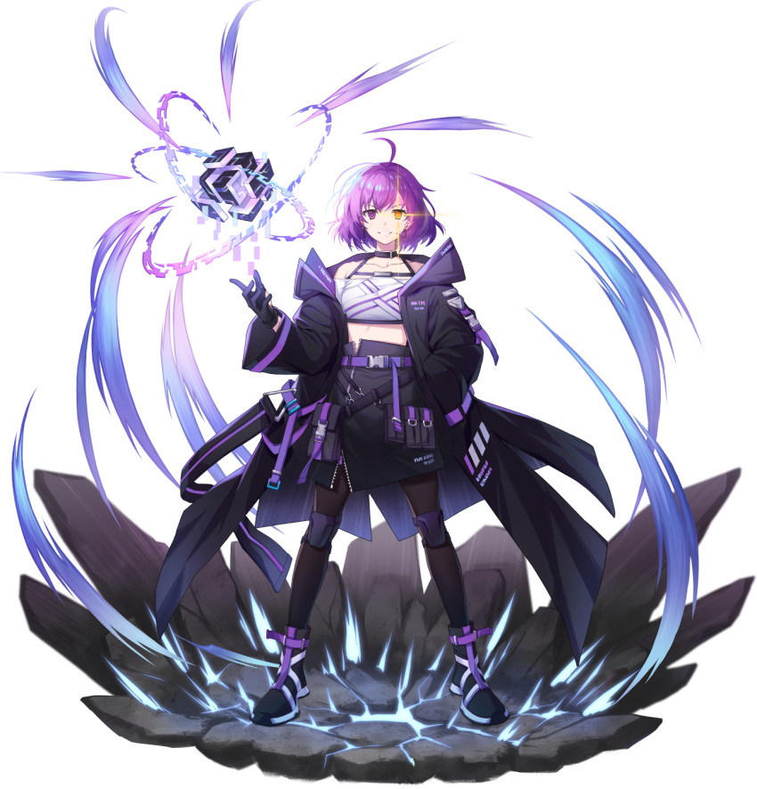 1girl, ahoge, ankle_boots, artist_request, bare_shoulders, belt, black_belt, black_coat