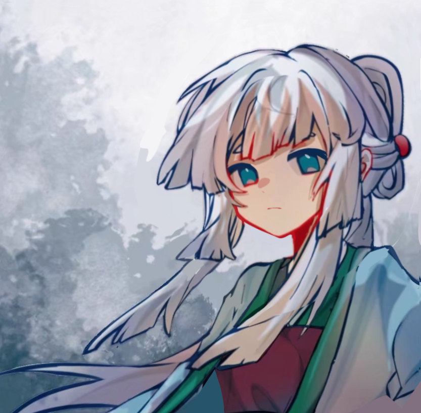 1girl, bai_yuxiu, blue_eyes, chinese_clothes, closed_mouth, duijin_ruqun, fengling_yuxiu, fufu_ren