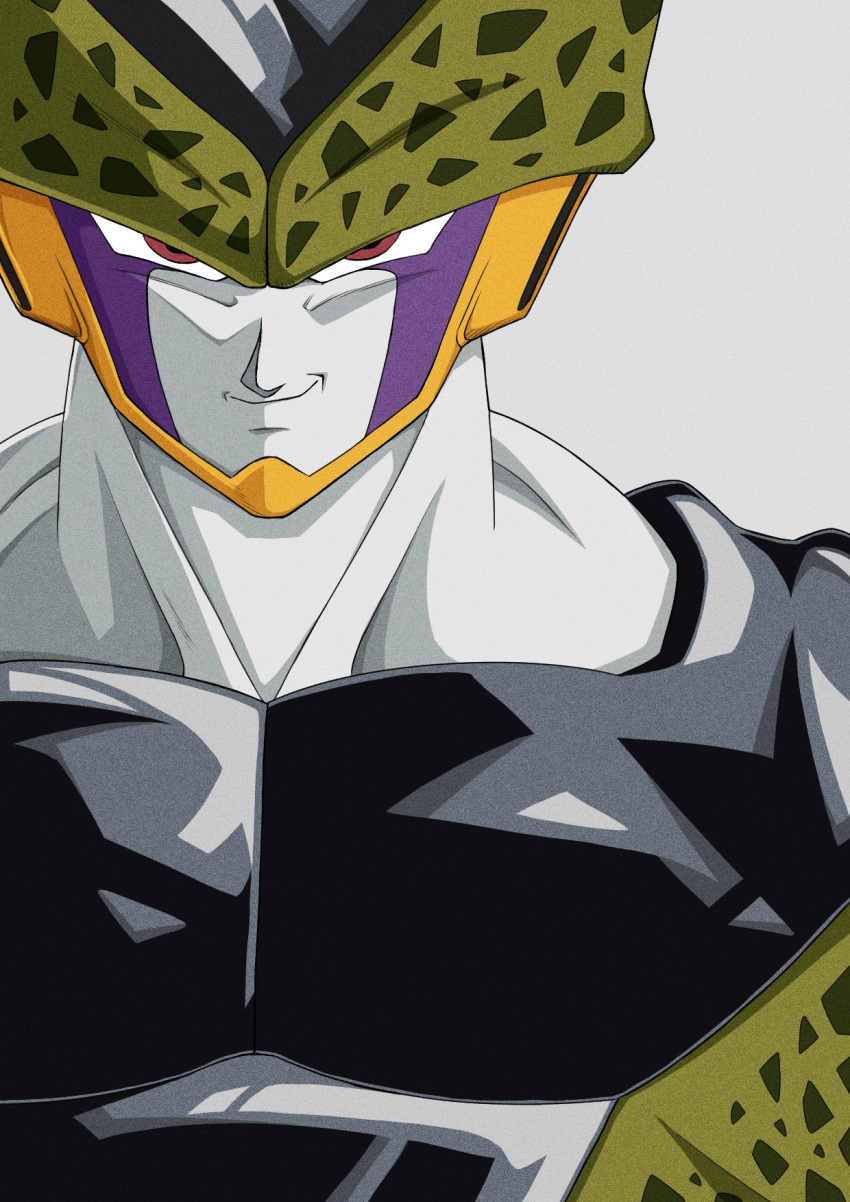 1boy, brown_eyes, cell_(dragon_ball), commentary_request, dragon_ball, dragon_ball_z, evil_smile, highres