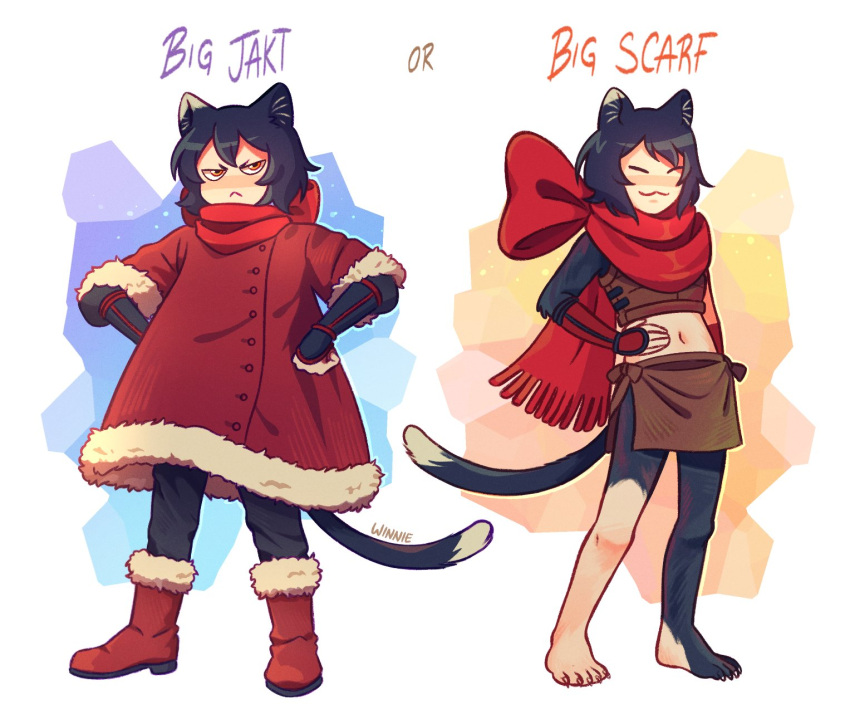 1girl, :<, :3, animal_ears, armor, black_hair, body_fur, boots