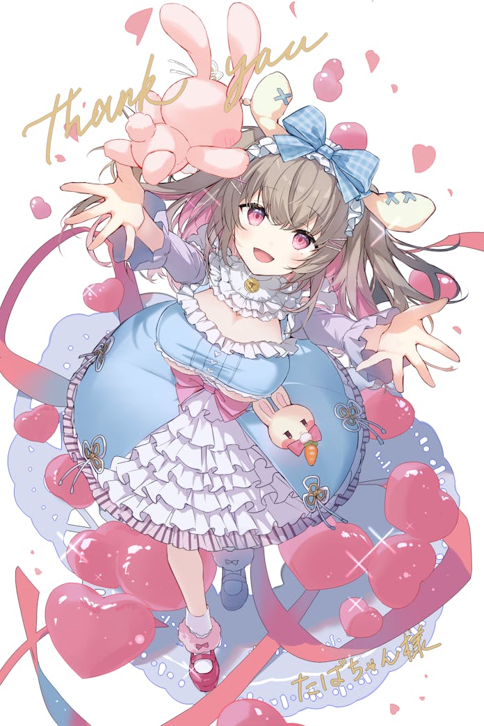 1girl, :d, animal_ears, ayaginu_temari, blue_bow, blue_dress, blush, bow