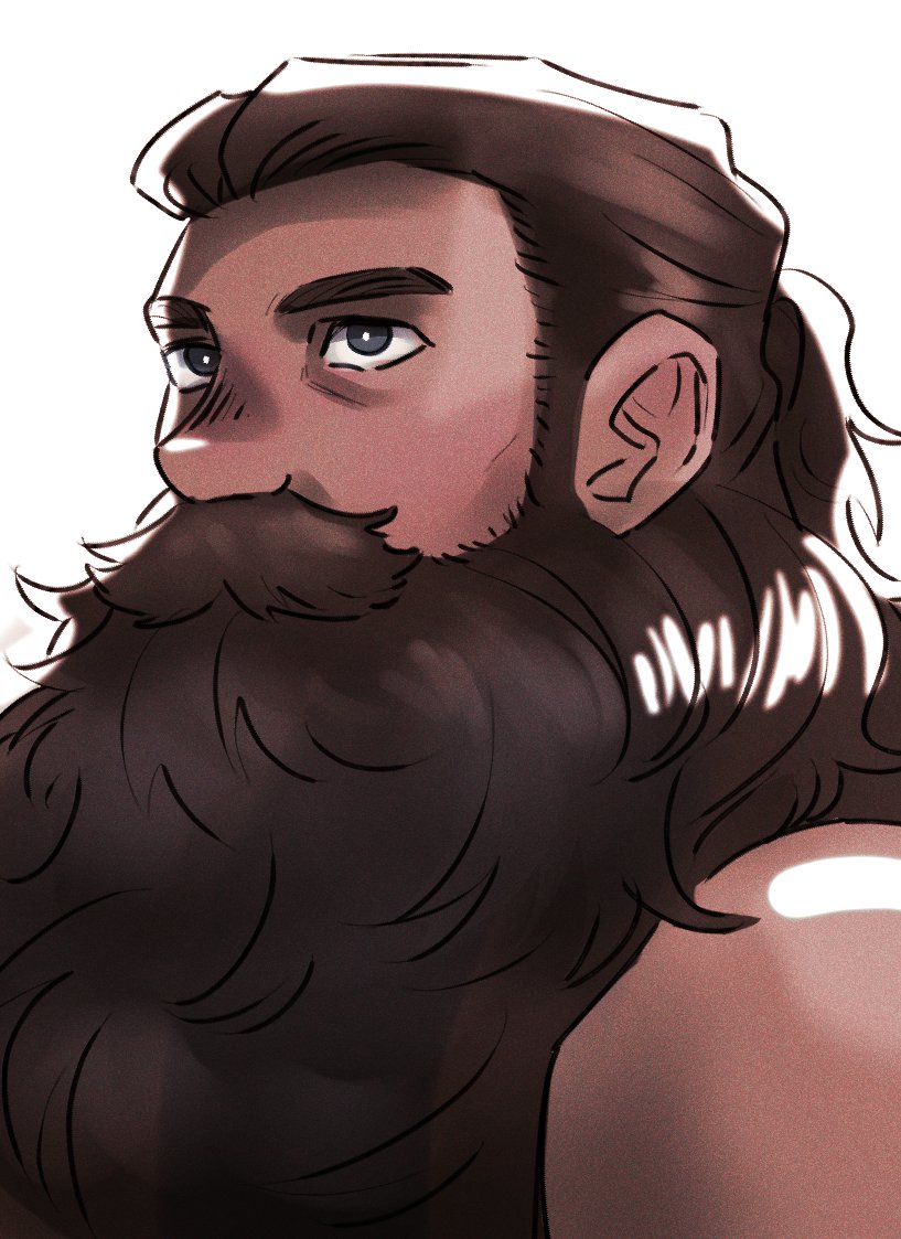 1boy, beard, breasts, dungeon_meshi, dwarf, expressionless, facial_hair, full_beard