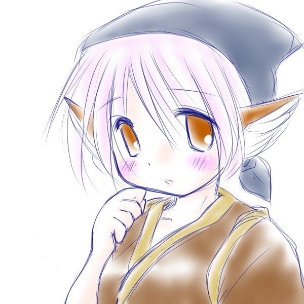 blush, head_scarf, mad_(kusakabe), mystia_lorelei, okamisty, pink_hair, short_hair, solo