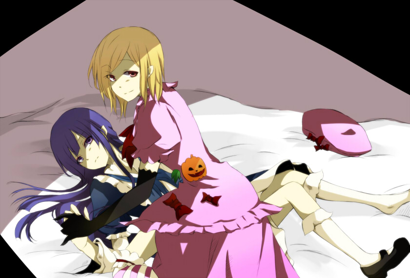 blonde_hair, blue_hair, dolce_(yoshino), dress, frederica_bernkastel, lambdadelta, long_hair, multiple_girls