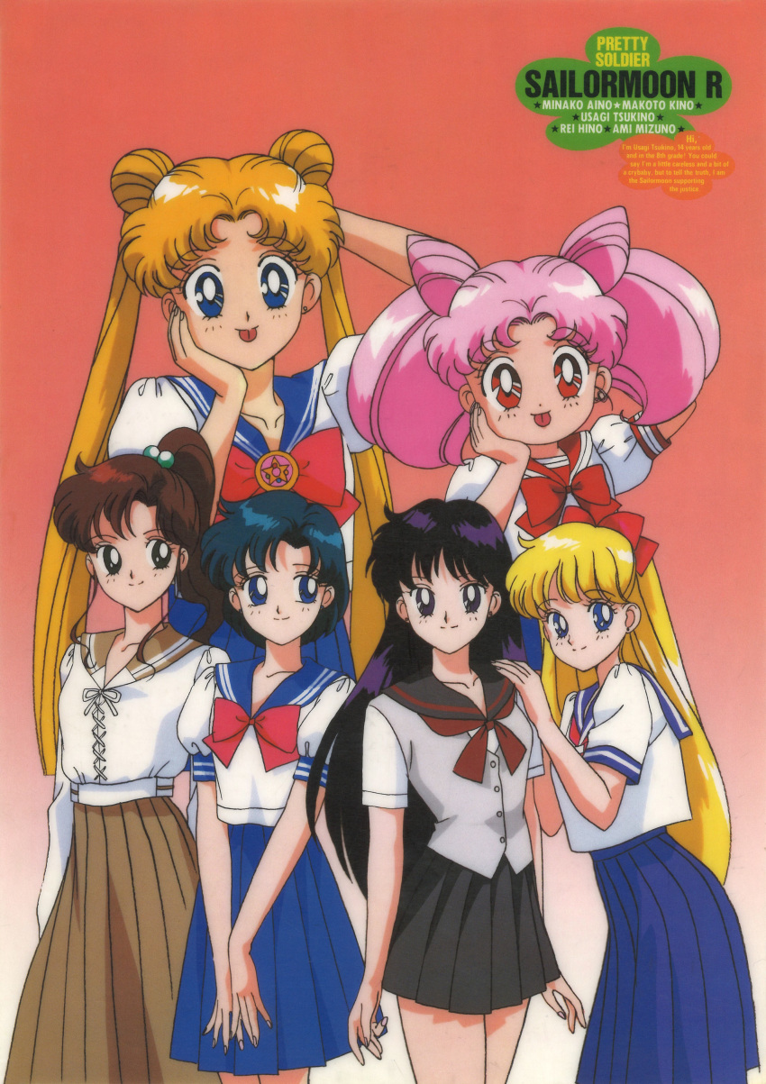 1990s_(style), 6+girls, :p, absurdres, aino_minako, arm_behind_head, arm_up, bishoujo_senshi_sailor_moon