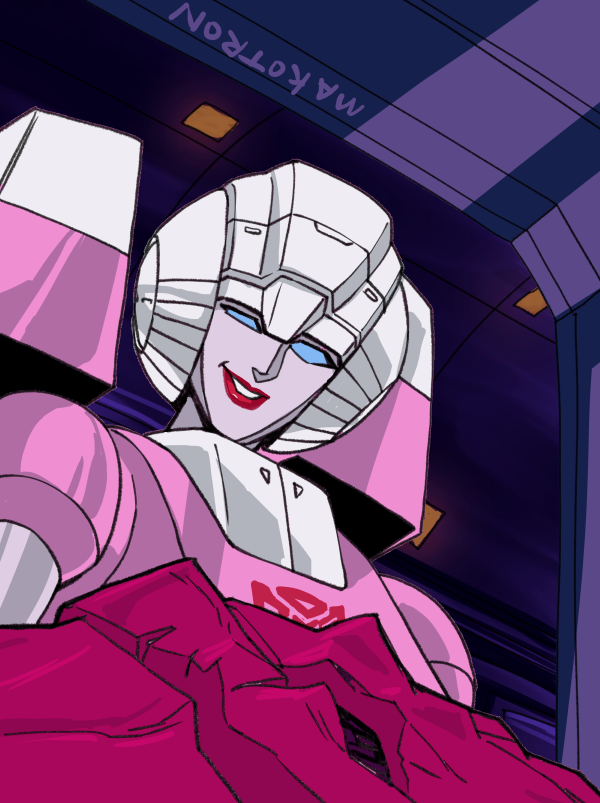 arcee, autobot, blue_eyes, colored_skin, helmet, humanoid_robot, makoto_ono, pink_skin