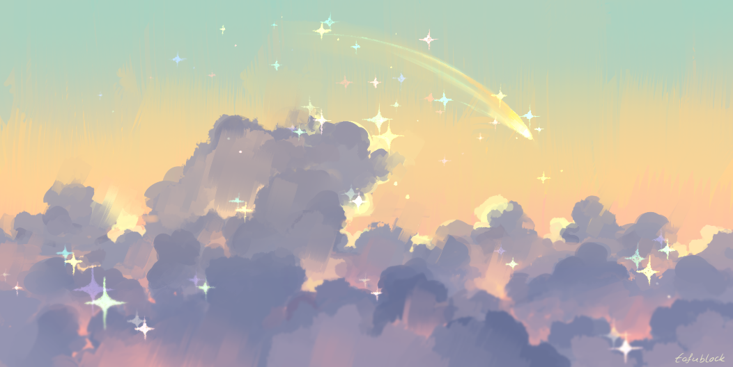 above_clouds, cloud_focus, clouds, gradient_sky, green_sky, jauni_(tofublock), nature, no_humans