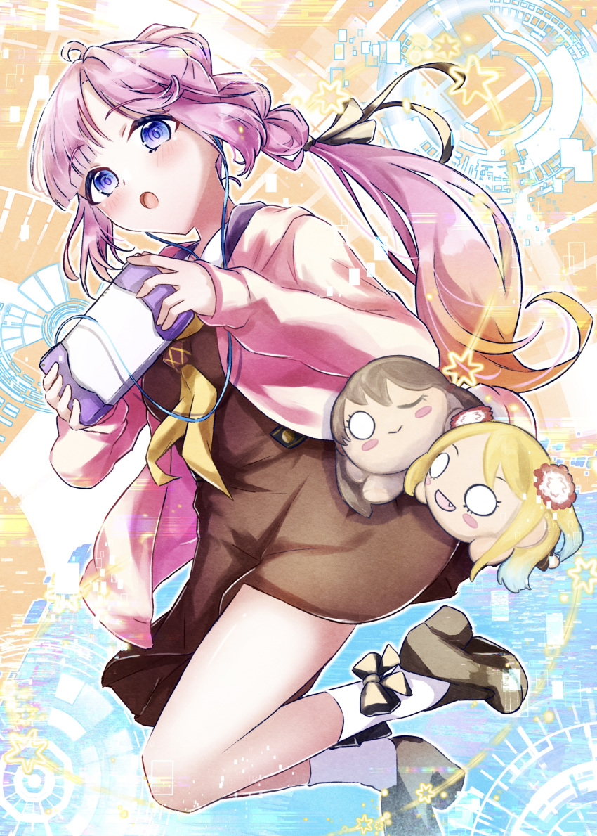 1girl, :d, :o, ;), absurdres, ahoge, anyoji_hime, black_bow