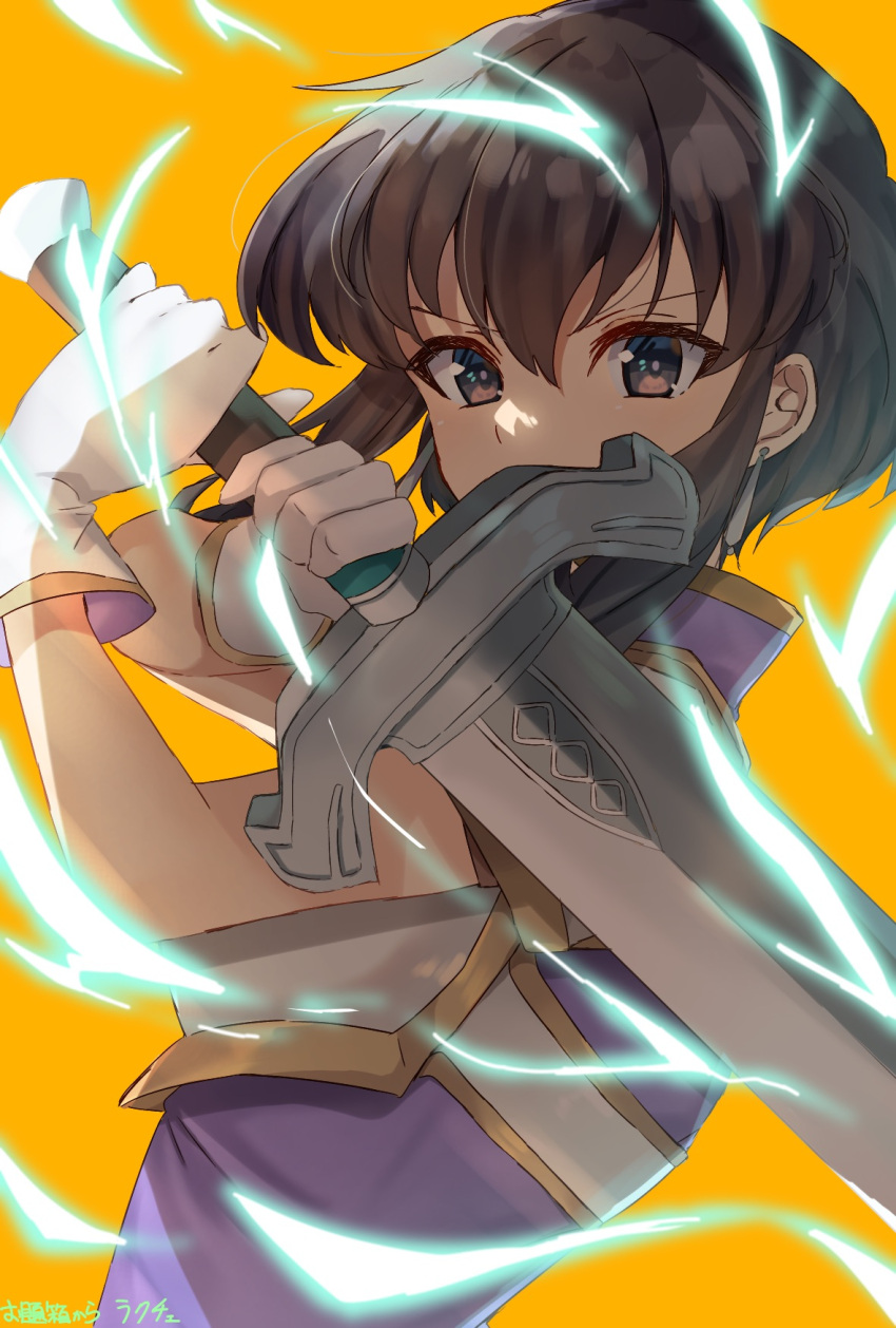 1girl, armor, black_hair, covered_mouth, earrings, edamameoka, fire_emblem, fire_emblem:_genealogy_of_the_holy_war