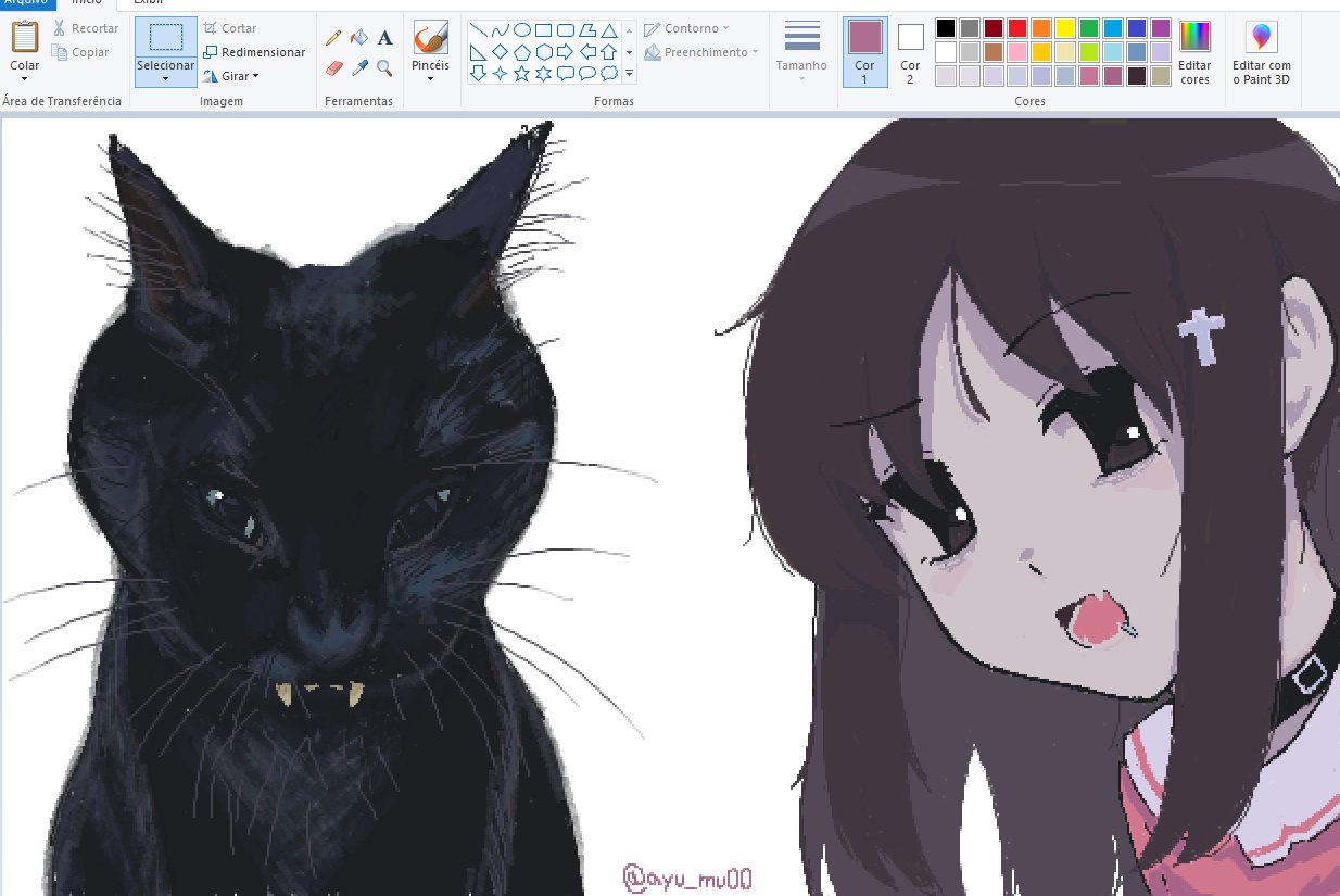 1girl, animal, ayu_mu00, azumanga_daioh, black_cat, black_choker, black_eyes, brown_hair