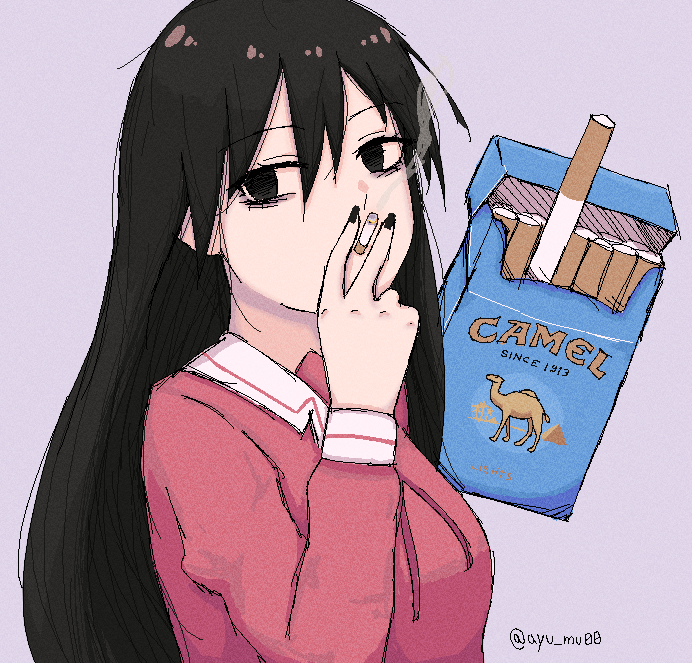 1girl, ayu_mu00, azumanga_daioh, azumanga_daioh's_school_uniform, black_eyes, black_hair, black_nails, blank_eyes