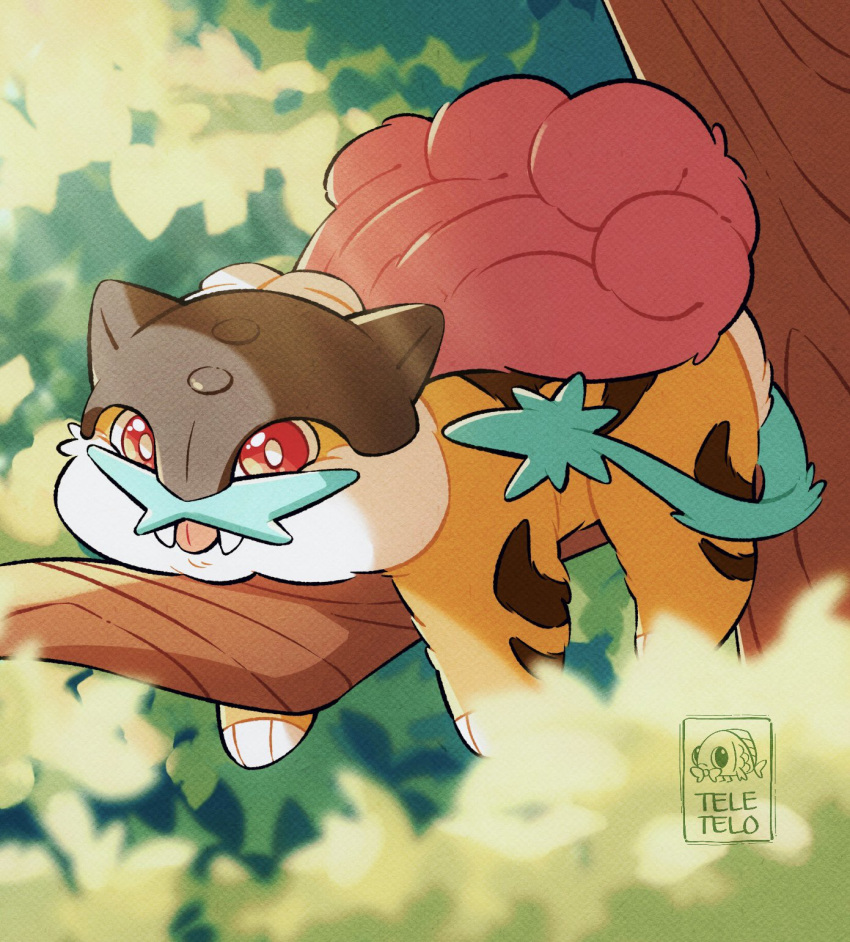 animal_focus, blurry, chibi, commentary, day, depth_of_field, english_commentary, fangs