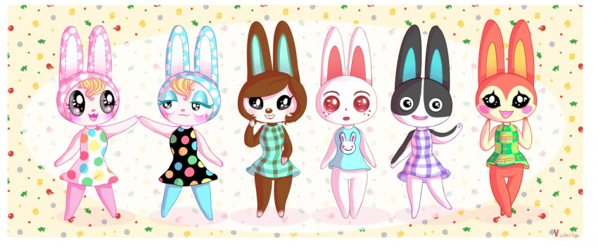 animal_crossing, animal_ears, artist_request, brown_fur, bunnie_(animal_crossing), carmen_(animal_crossing), chrissy_(animal_crossing), dotty_(animal_crossing)